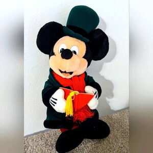 Mickey Mouse Plush Christmas Caroler Disneyland Walt DIsney World Victorian‎ 14"